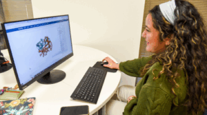 Student Studying on a design project on a computer