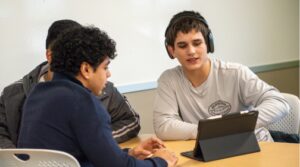 Students studying in a classroom