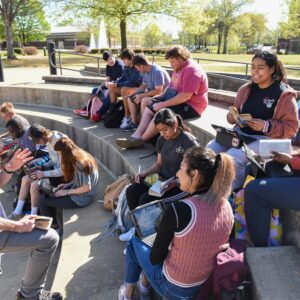 Students in class at the plaza