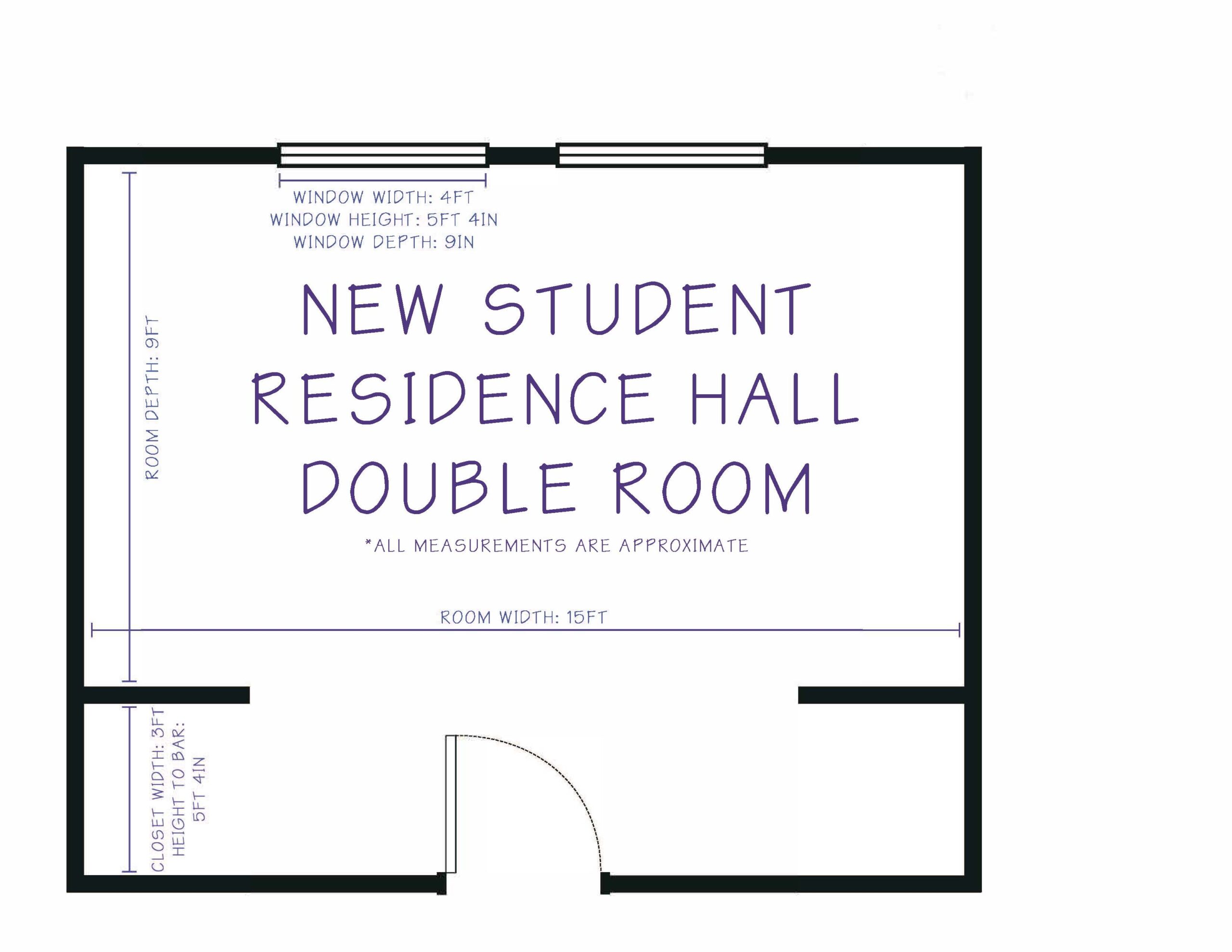 New Residence Hall Double Room Measurements