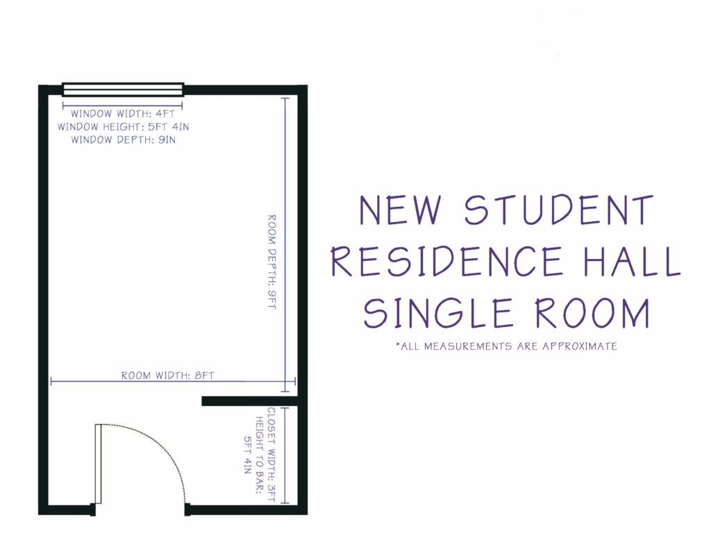 New Residence Hall Single Room Measurements