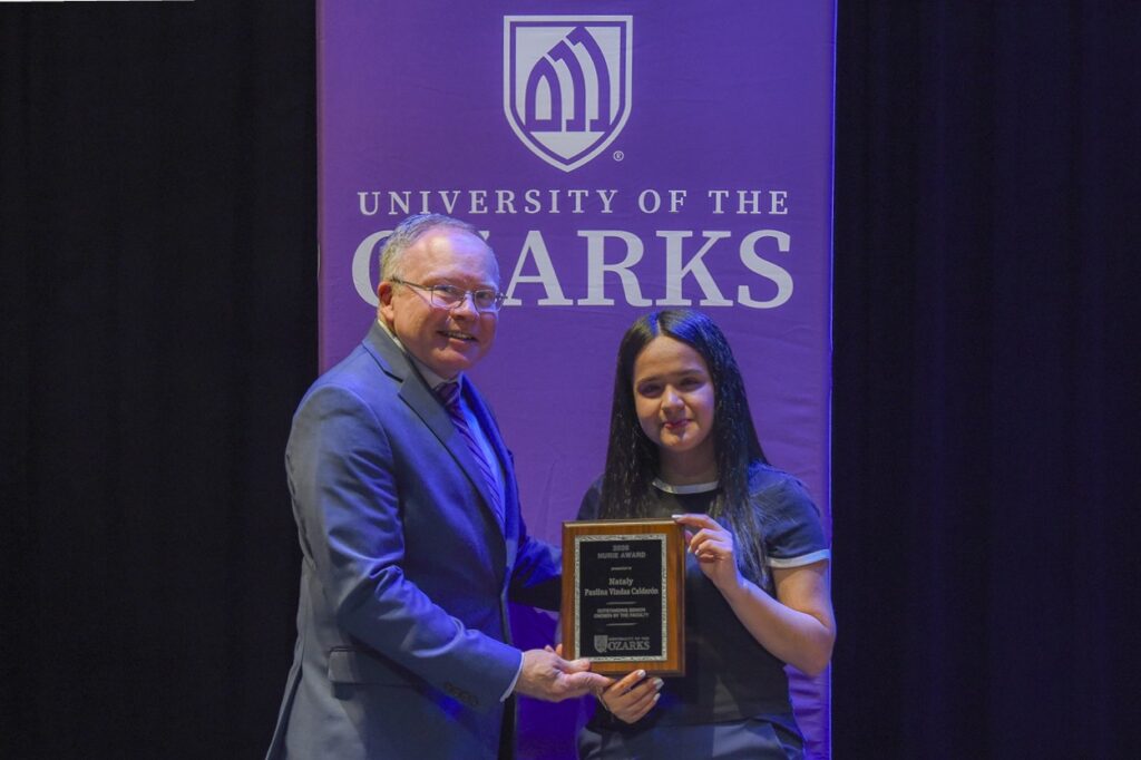 Hurie Winner Nataly Vindas with President Dunsworth