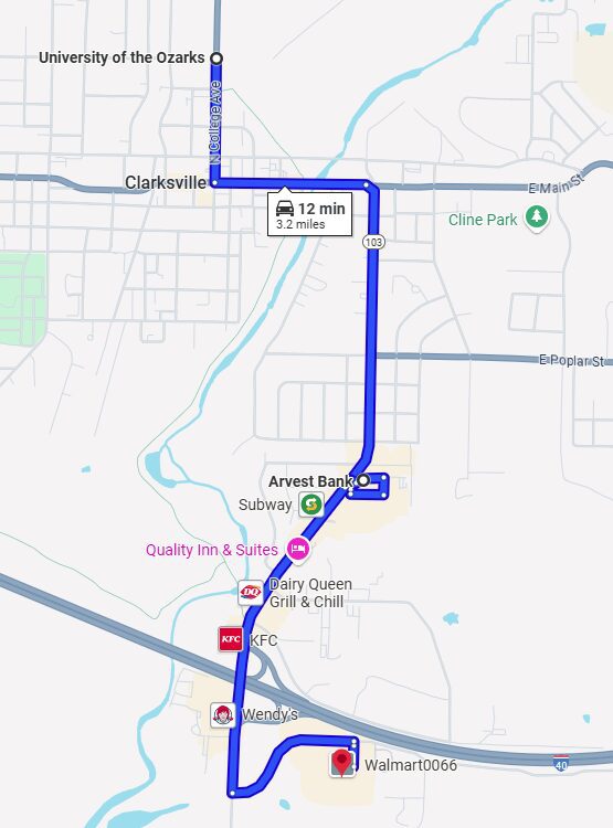Shuttle Route for 2025 - 2026