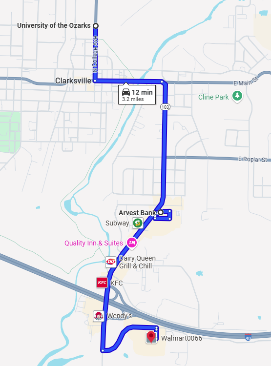 Shuttle Route for 2025 - 2026