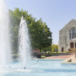 Campus fountain and Chapel