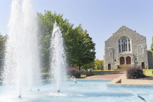 Campus fountain and Chapel